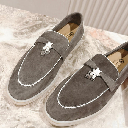 LP LOAFERS 25S IN ASH BROWN SUEDE WITH SILVER HARDWARE