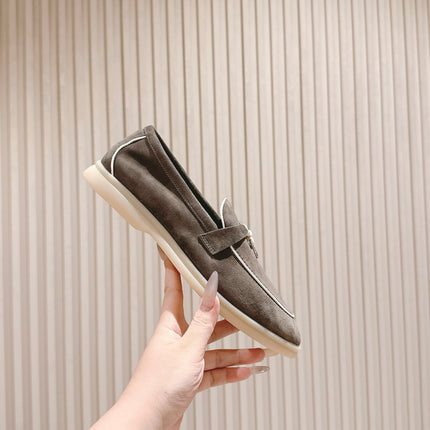 LP LOAFERS 25S IN ASH BROWN SUEDE WITH SILVER HARDWARE