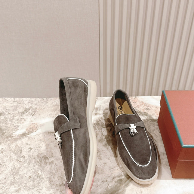 LP LOAFERS 25S IN ASH BROWN SUEDE WITH SILVER HARDWARE