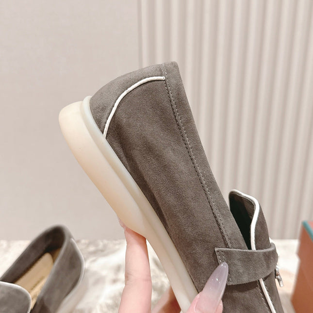 LP LOAFERS 25S IN ASH BROWN SUEDE WITH SILVER HARDWARE