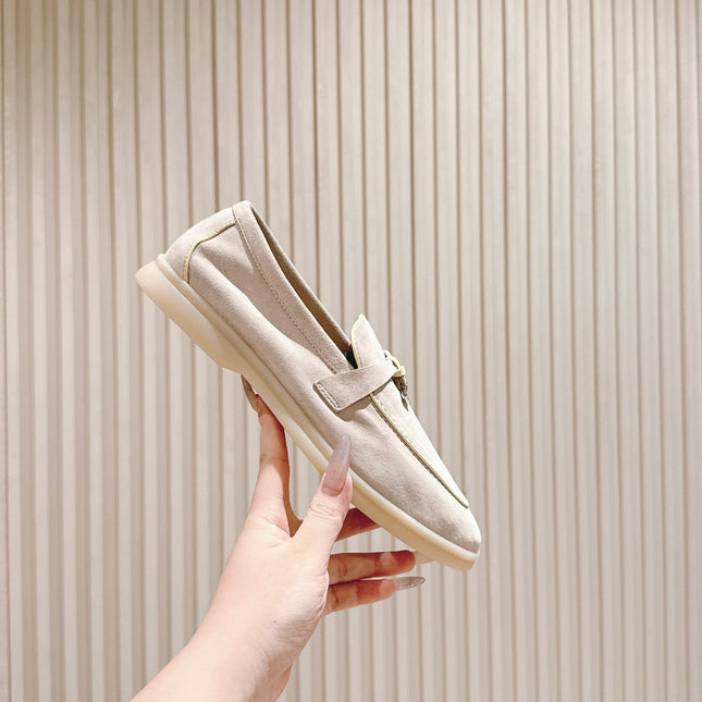 LP LOAFERS 25S IN DUSTY PINK SUEDE WITH SILVER HARDWARE