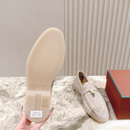 LP LOAFERS 25S IN DUSTY PINK SUEDE WITH SILVER HARDWARE