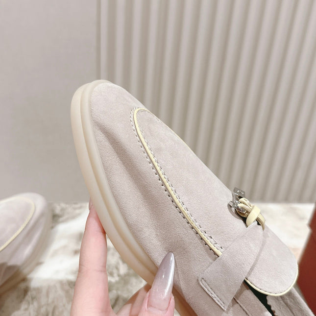 LP LOAFERS 25S IN DUSTY PINK SUEDE WITH SILVER HARDWARE