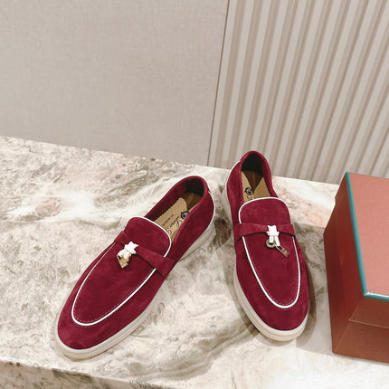 LP LOAFERS 25S IN DEEP BERRY RED SUEDE WITH SILVER HARDWARE