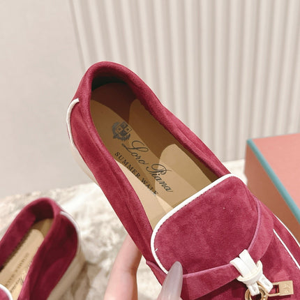 LP LOAFERS 25S IN DEEP BERRY RED SUEDE WITH SILVER HARDWARE