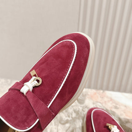 LP LOAFERS 25S IN DEEP BERRY RED SUEDE WITH SILVER HARDWARE