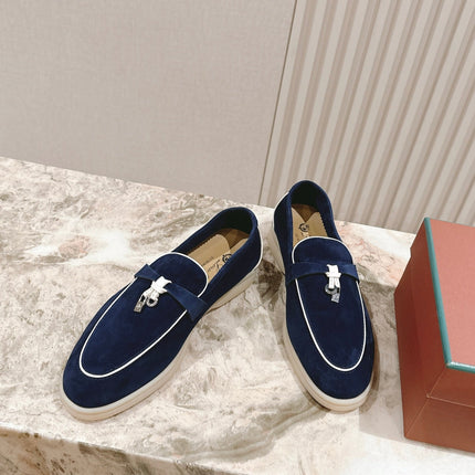 LP LOAFERS 25S IN MIDNIGHT BLUE SUEDE WITH SILVER HARDWARE