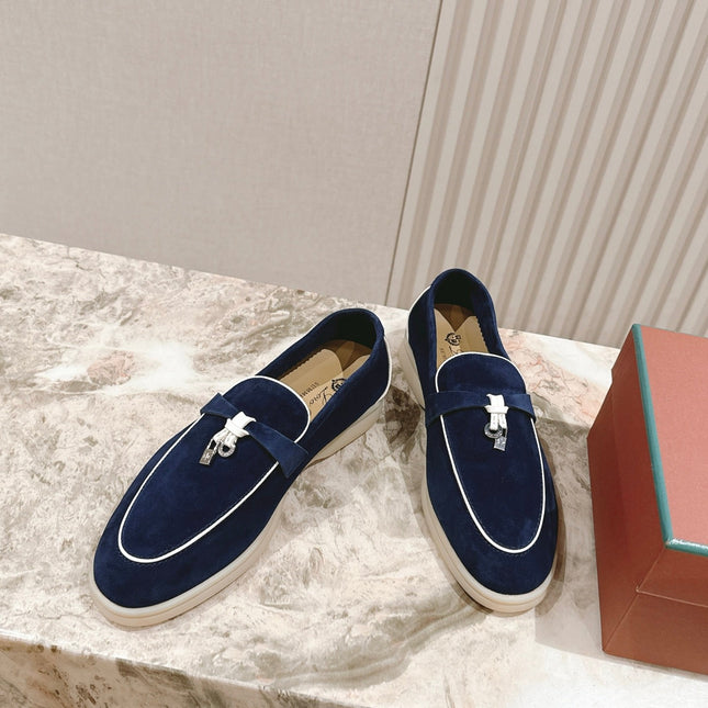 LP LOAFERS 25S IN MIDNIGHT BLUE SUEDE WITH SILVER HARDWARE