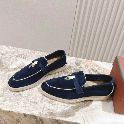 LP LOAFERS 25S IN MIDNIGHT BLUE SUEDE WITH SILVER HARDWARE