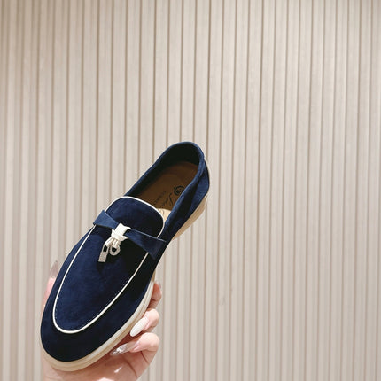 LP LOAFERS 25S IN MIDNIGHT BLUE SUEDE WITH SILVER HARDWARE