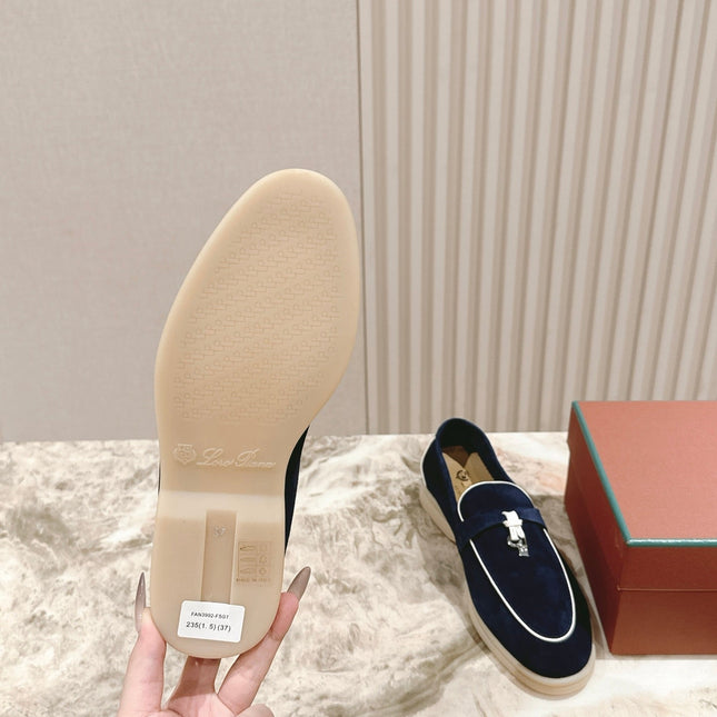 LP LOAFERS 25S IN MIDNIGHT BLUE SUEDE WITH SILVER HARDWARE