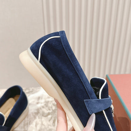 LP LOAFERS 25S IN MIDNIGHT BLUE SUEDE WITH SILVER HARDWARE