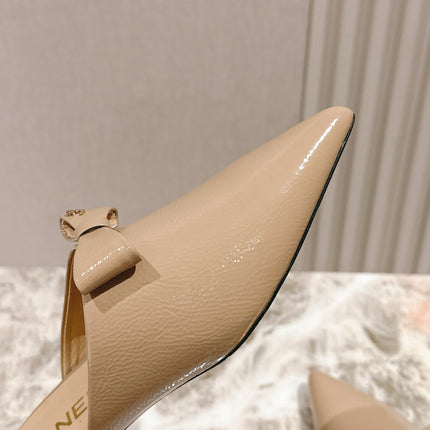 CC FLAT MULES 25S IN BEIGE PATENT LEATHER