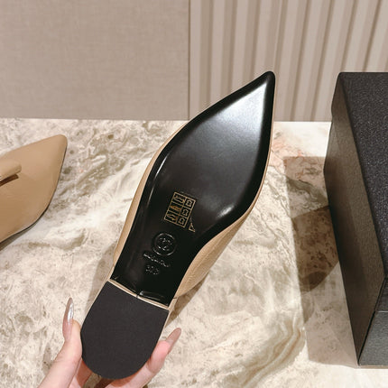 CC FLAT MULES 25S IN BEIGE PATENT LEATHER