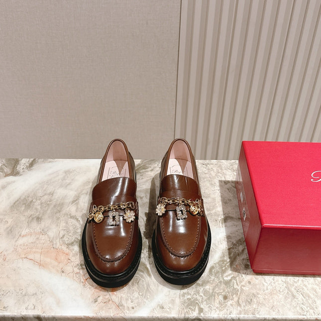 ROGER VIVIER 25S RANGERS CHAIN LOAFER IN DARK BROWN CALFSKIN