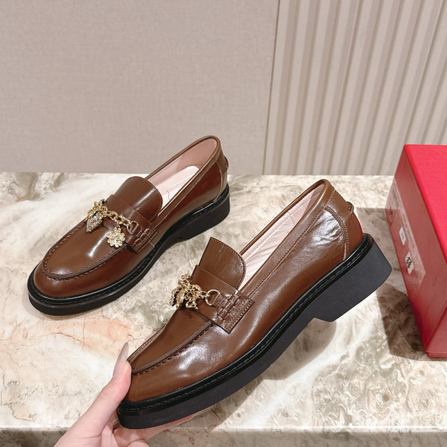 ROGER VIVIER 25S RANGERS CHAIN LOAFER IN DARK BROWN CALFSKIN