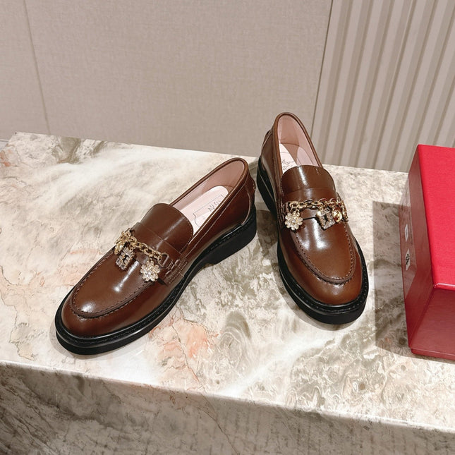 ROGER VIVIER 25S RANGERS CHAIN LOAFER IN DARK BROWN CALFSKIN