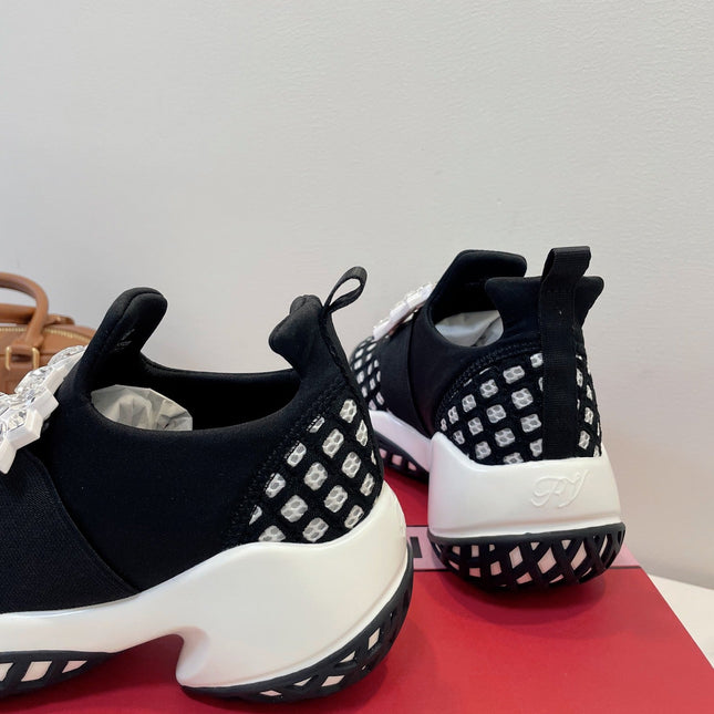 VIV' RUN SNEAKERS IN BLACK AND WHITE TECHNICAL FABRICS TRASS BUCKLE