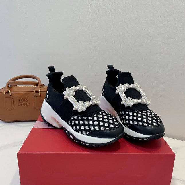 VIV' RUN SNEAKERS IN BLACK AND WHITE TECHNICAL FABRICS TRASS BUCKLE