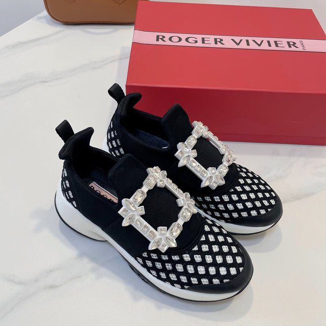VIV' RUN SNEAKERS IN BLACK AND WHITE TECHNICAL FABRICS TRASS BUCKLE