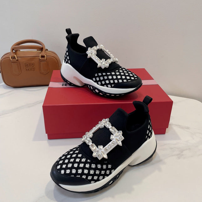 VIV' RUN SNEAKERS IN BLACK AND WHITE TECHNICAL FABRICS TRASS BUCKLE
