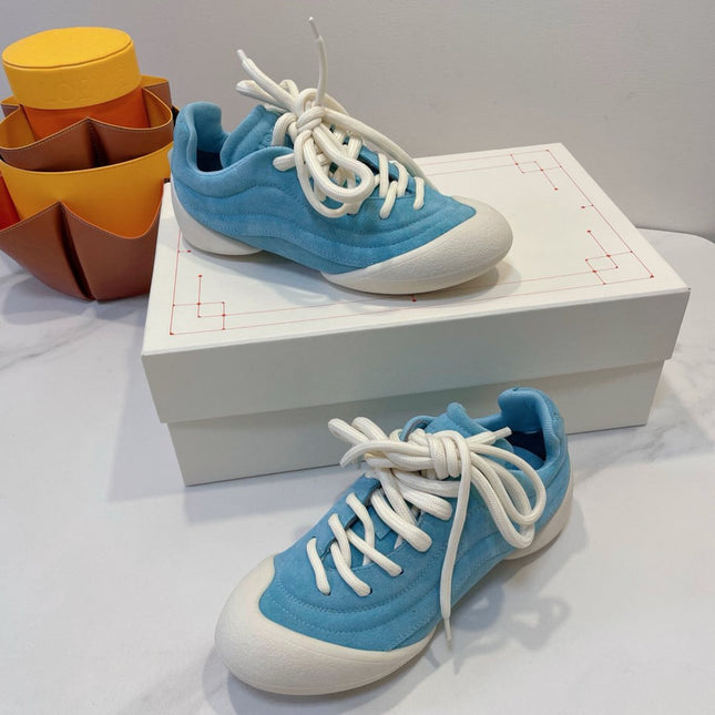 FLEXION SNEAKER IN LIGHT BLUE SUEDE WITH WHITE TOE