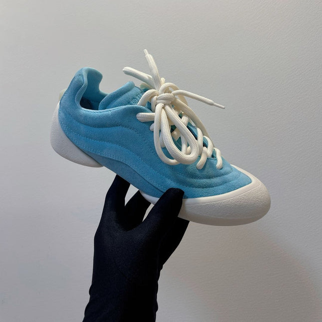 FLEXION SNEAKER IN LIGHT BLUE SUEDE WITH WHITE TOE