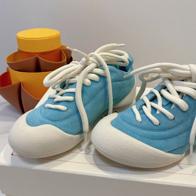 FLEXION SNEAKER IN LIGHT BLUE SUEDE WITH WHITE TOE