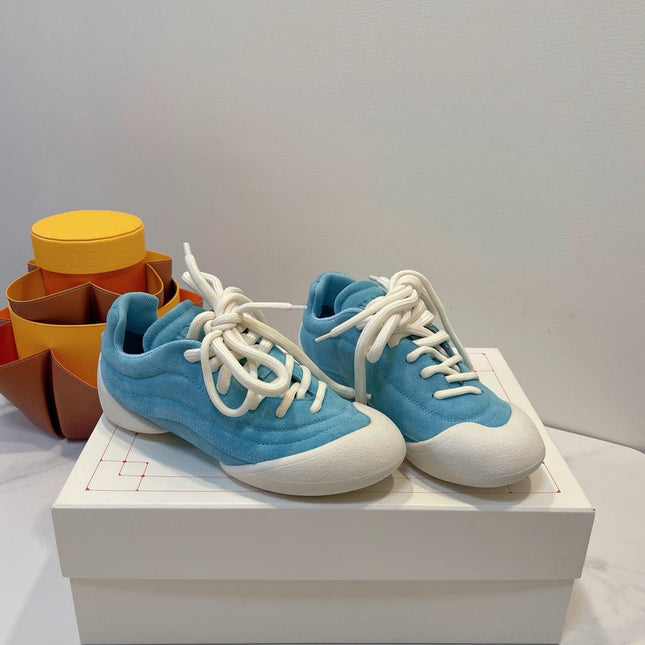 FLEXION SNEAKER IN LIGHT BLUE SUEDE WITH WHITE TOE