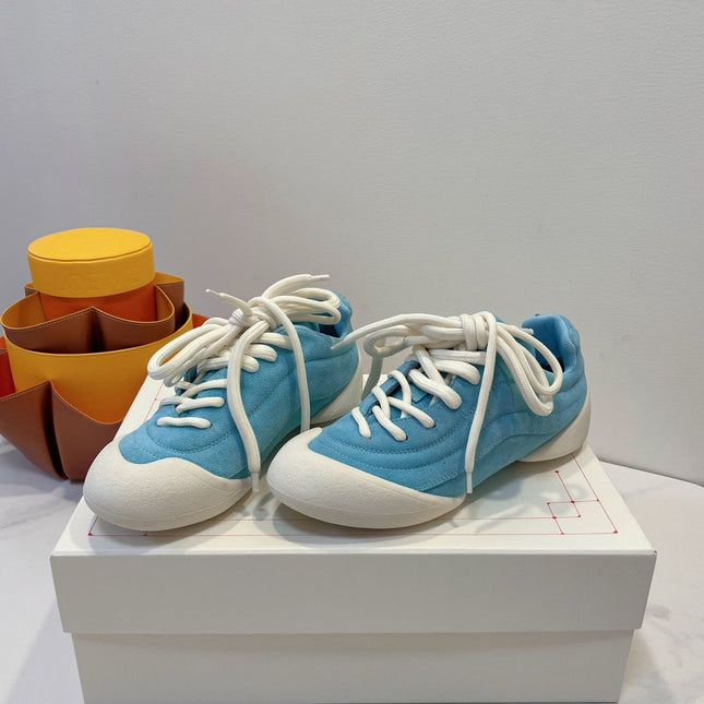 FLEXION SNEAKER IN LIGHT BLUE SUEDE WITH WHITE TOE
