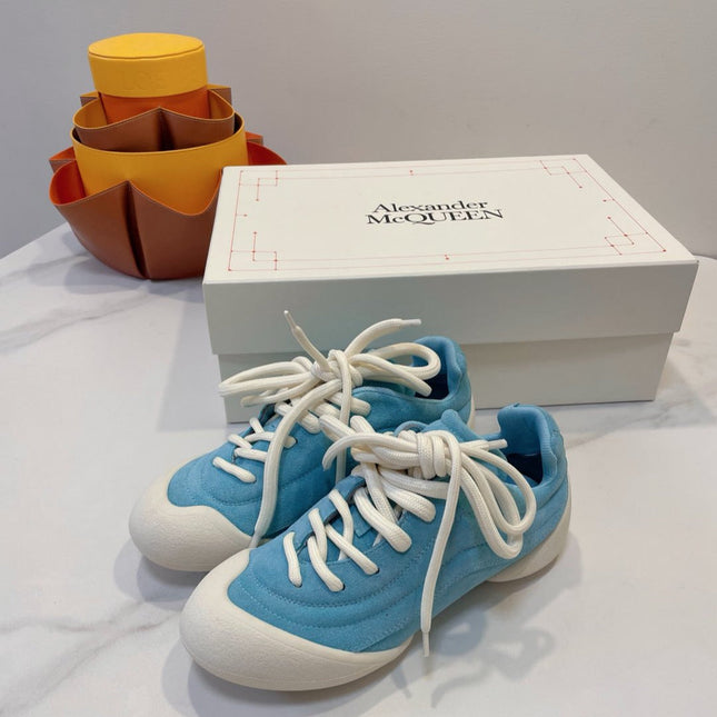 FLEXION SNEAKER IN LIGHT BLUE SUEDE WITH WHITE TOE