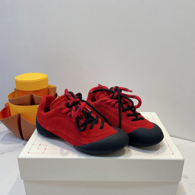 FLEXION SNEAKER IN RED SUEDE WITH BLACK TOE
