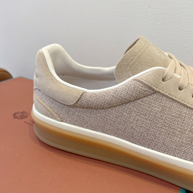 SNEAKERS IN LIGHT BEIGE SUEDE WITH CANVAS