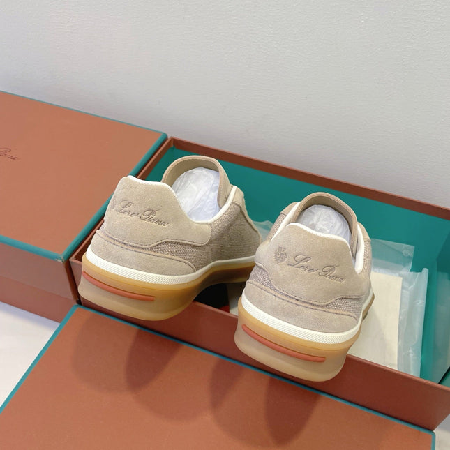 SNEAKERS IN LIGHT BEIGE SUEDE WITH CANVAS