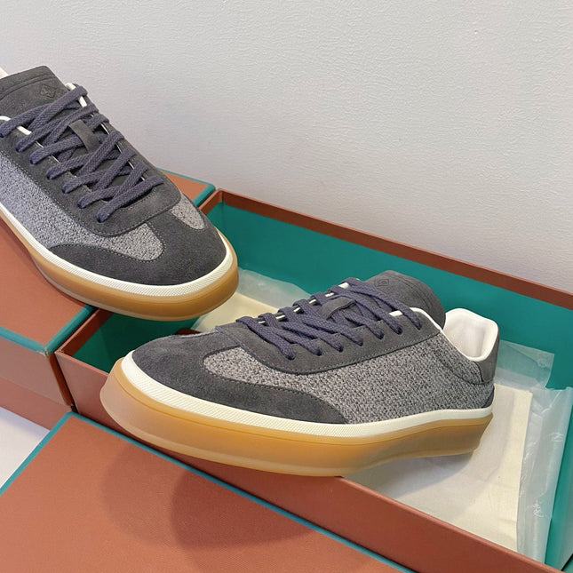 SNEAKERS IN DARK GREY SUEDE WITH CANVAS