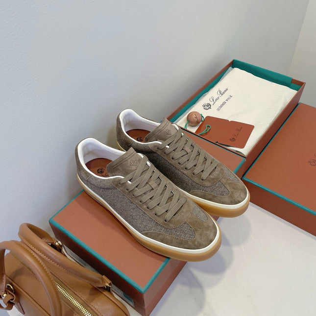 SNEAKERS IN MOSS SUEDE WITH CANVAS