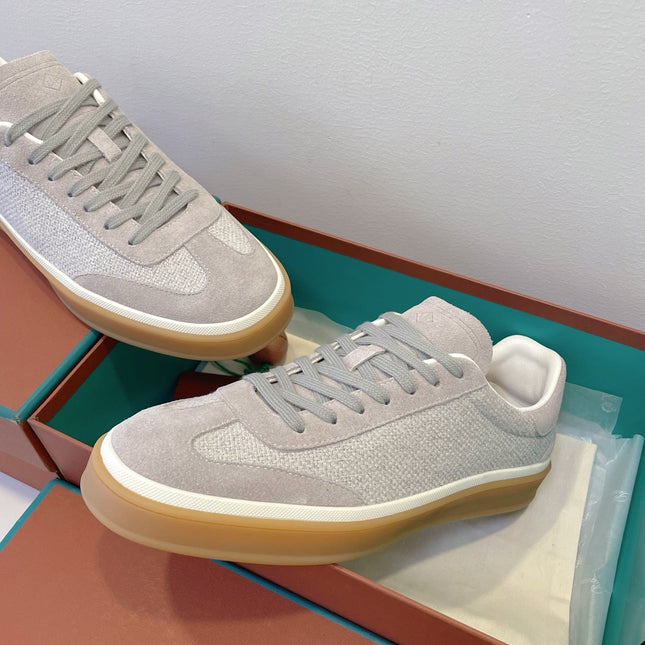 SNEAKERS IN METAL GREY SUEDE WITH CANVAS