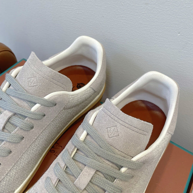 SNEAKERS IN METAL GREY SUEDE WITH CANVAS