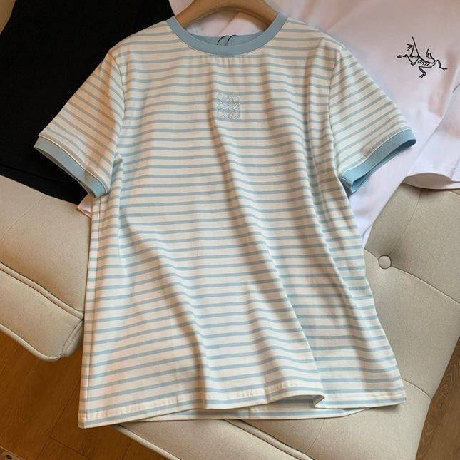 Loewe Short Sleeved T-shirt White mix Blue Cotton