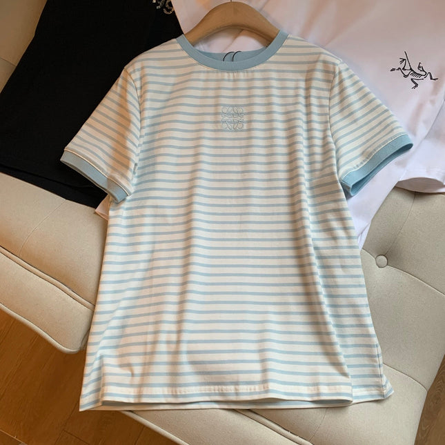 Loewe Short Sleeved T-shirt White mix Blue Cotton