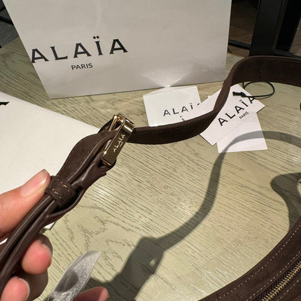 WAVE HOBO BAG 29 IN CHOCOLATE SUEDE