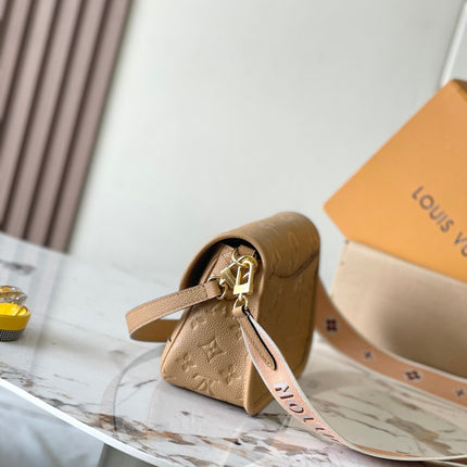 DIANE 23 IN WARM TAN BROWN EMBOSSED GRAINED CALFSKIN