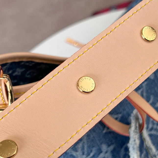 LV 25S CARRYALL 39 IN BLUE DENIM MONOGRAM LEATHER TRIM