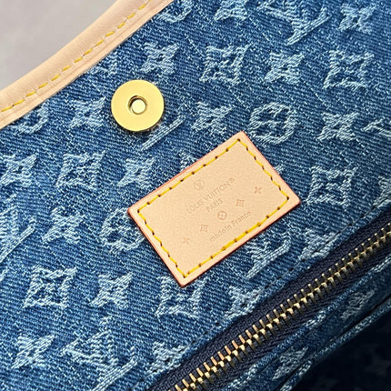 LV 25S CARRYALL 39 IN BLUE DENIM MONOGRAM LEATHER TRIM