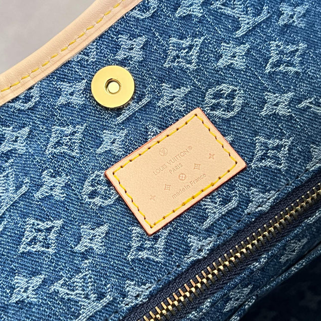 LV 25S CARRYALL 39 IN BLUE DENIM MONOGRAM LEATHER TRIM