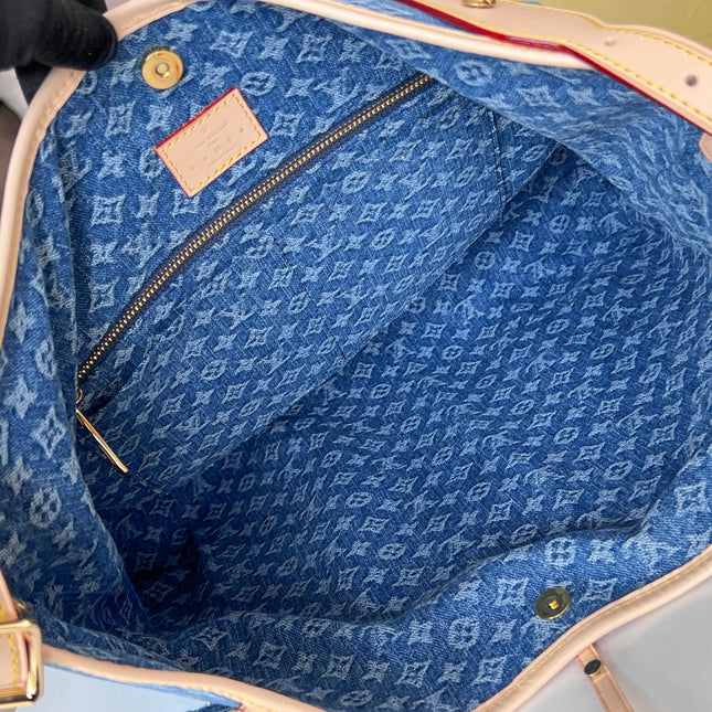 LV 25S CARRYALL 39 IN BLUE DENIM MONOGRAM LEATHER TRIM