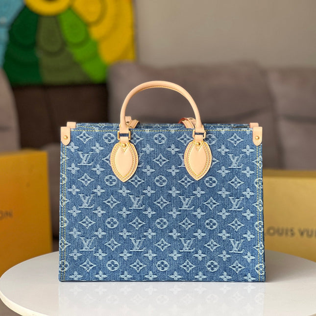 ONTHEGO 35 IN BLUE MONOGRAM DENIM