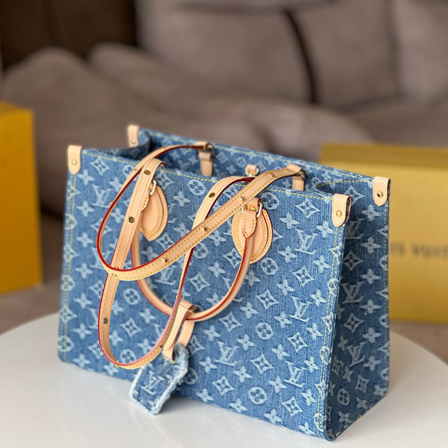 ONTHEGO 35 IN BLUE MONOGRAM DENIM
