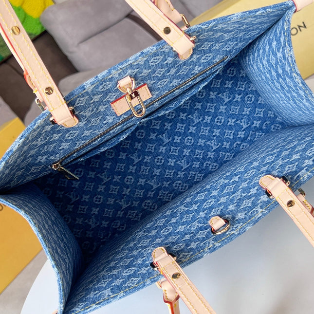 ONTHEGO 35 IN BLUE MONOGRAM DENIM