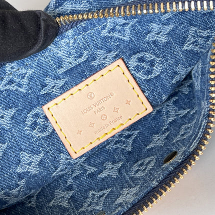 LV 25S HILLS POCHETTE 20 IN BLUE MONOGRAM DENIM CALFSKIN LEATHER STRAP